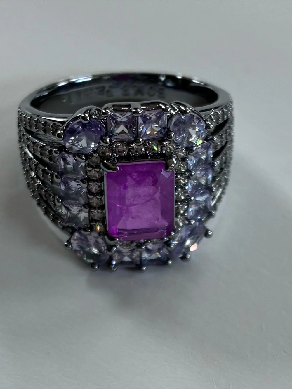 Women's Sterling Silver Purple Gemstone Statement Ring